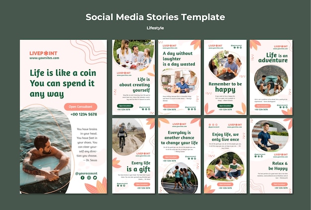 PSD gratuit modèle de conception d'histoires instagram de style de vie heureux