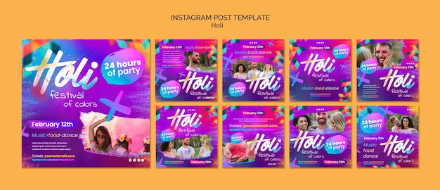 PSD gratuit modèle de conception holi dégradé