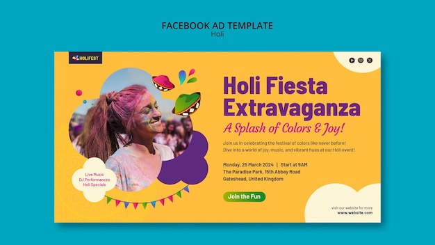 PSD gratuit le modèle de conception de holi.