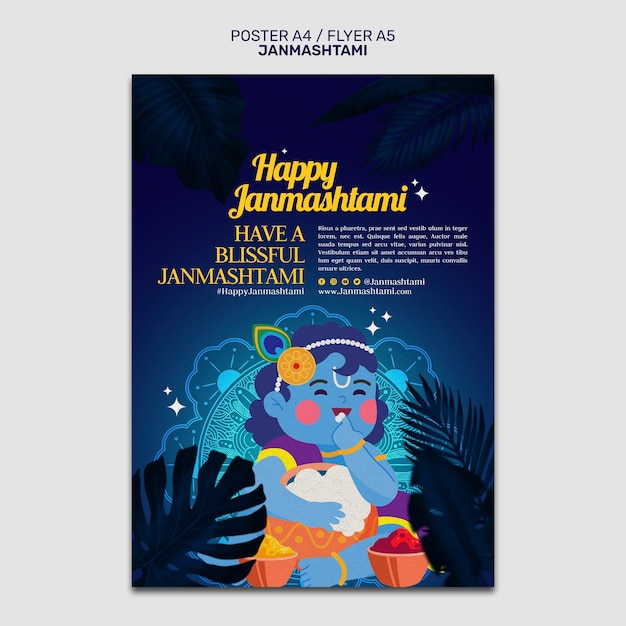 Krishna Janmashtami 2025 PSD, modèles PSD gratuits de haute qualité à télécharger