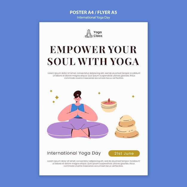 PSD gratuit modèle de conception de jour de yoga international