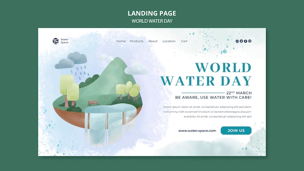 PSD gratuit modèle de conception de la journée mondiale de l'eau aquarelle