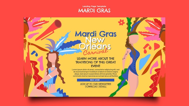 PSD gratuit le modèle de conception de mardi gras