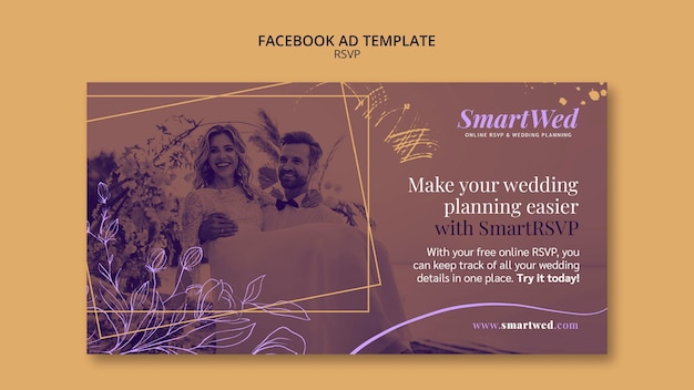 PSD gratuit modèle de conception de mariage élégant