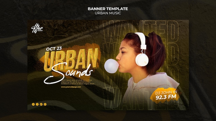 PSD gratuit modèle de conception de musique urbaine de bannière