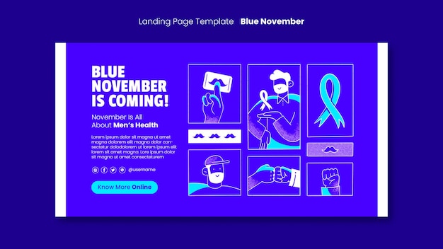 Modèle De Conception De Novembre Bleu Design Plat