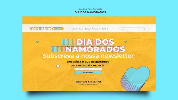 Modèle De Conception De Page De Destination Dia Dos Namorados