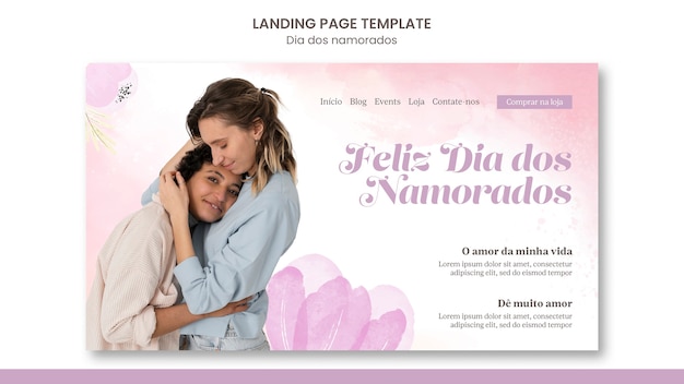 PSD gratuit modèle de conception de page de destination dia dos namorados