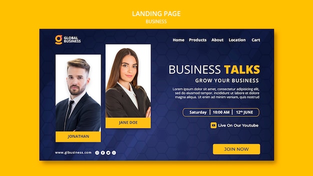 Modèle de conception de page de destination d'entreprise