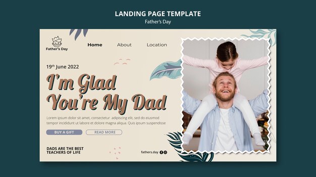 Modèle de conception de page de destination pour la fête des pères au design plat