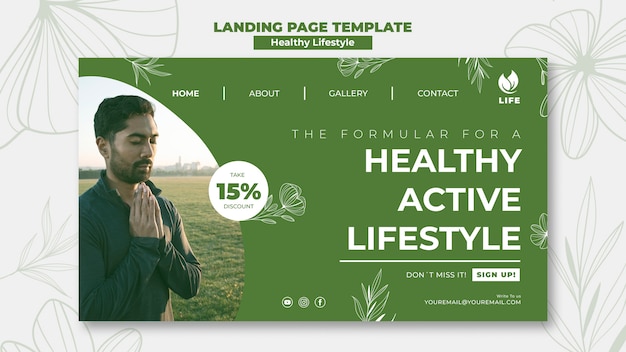 PSD gratuit modèle de conception de page de destination pour un mode de vie sain