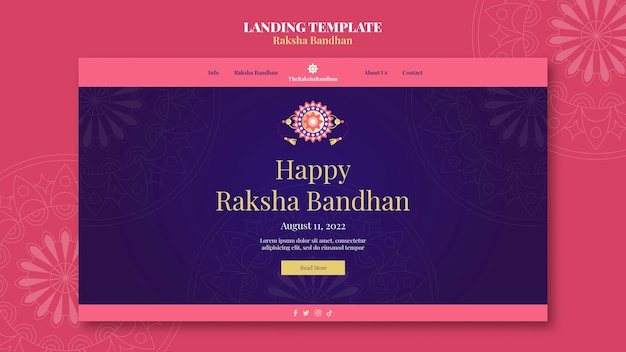 PSD gratuit modèle de conception de page de destination raksha réaliste