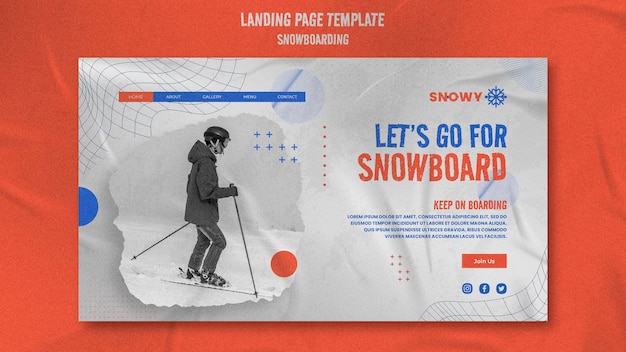 Modèle De Conception De Page De Destination De Snowboard