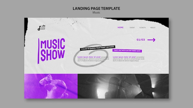 PSD gratuit modèle de conception de page de destination de spectacle de musique
