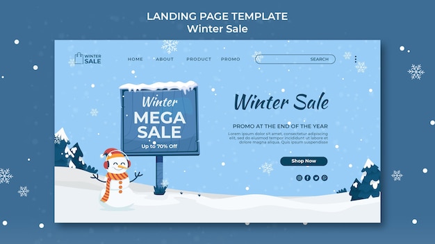 PSD gratuit modèle de conception de page de destination de vente d'hiver