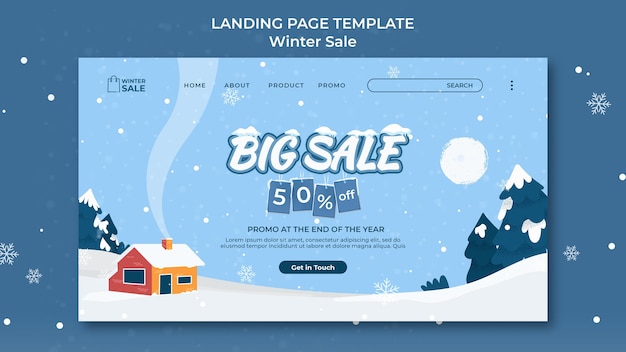 PSD gratuit modèle de conception de page de destination de vente d'hiver