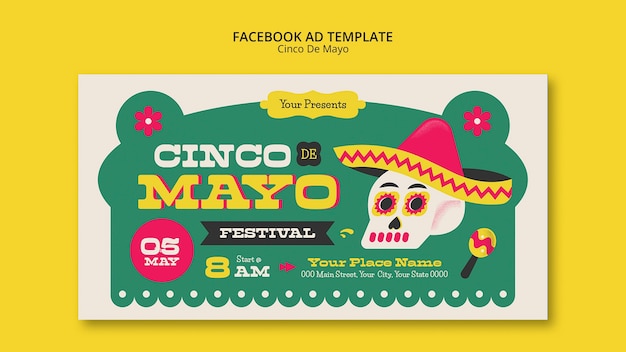 PSD gratuit modèle de conception plate cinco de mayo