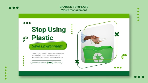 Modèle de conception de poste de bannière de gestion des déchets
