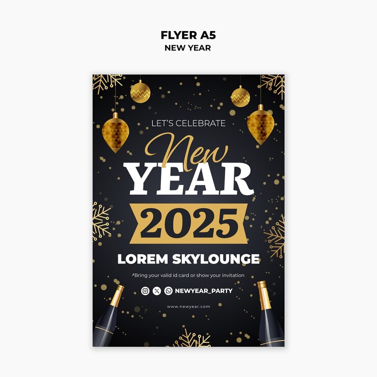 PSD gratuit modèle de conception pour le nouvel an d'or