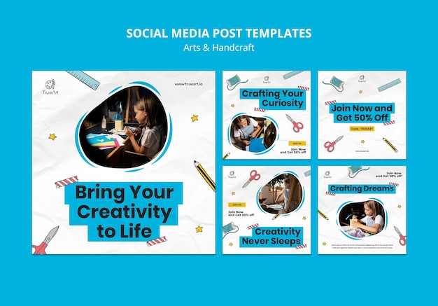 PSD gratuit modèle de conception de publication instagram d'art et d'artisanat
