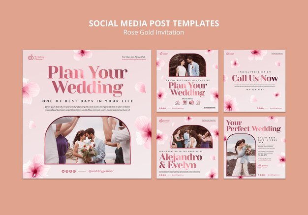 Modèle de conception de publication instagram en or rose