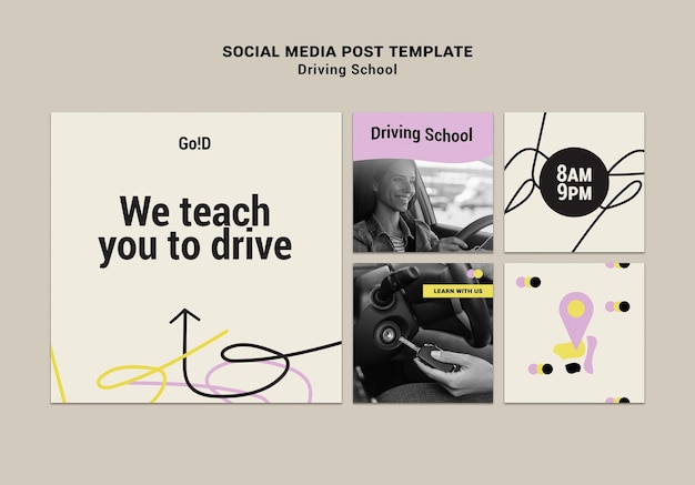 PSD gratuit modèle de conception de publication de médias sociaux d'auto-école