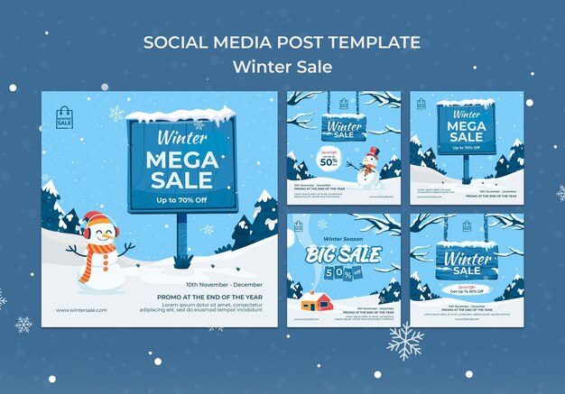 Modèle de conception de publication sur les médias sociaux pour les soldes d'hiver