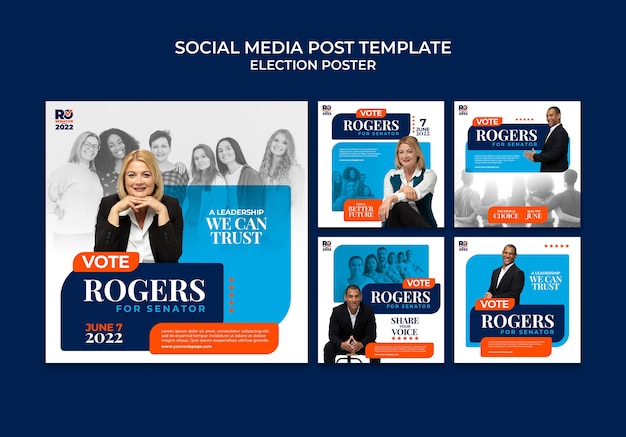 Modèle de conception de publications instagram électorales