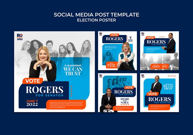 Modèle de conception de publications instagram électorales