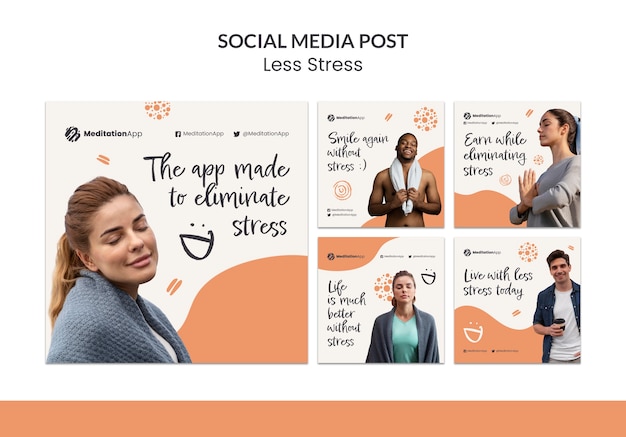 PSD gratuit modèle de conception de publications instagram moins stressantes