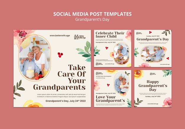 Modèle De Conception De Publications Instagram Pour La Fête Des Grands-parents