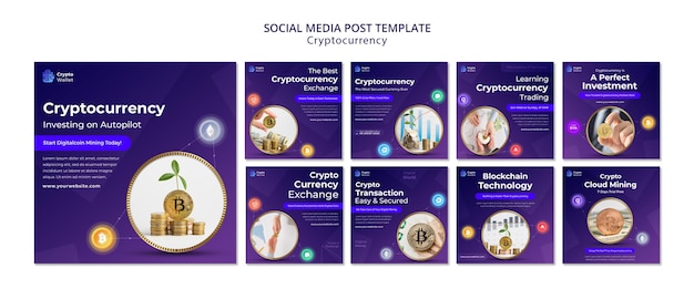 Modèle De Conception De Publications Sur Les Réseaux Sociaux De Crypto-monnaie