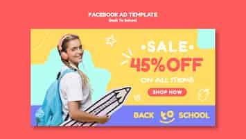 PSD gratuit modèle de conception de publicité facebook de retour à l'école