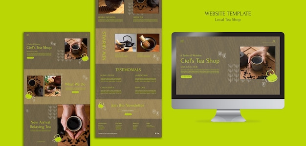 PSD gratuit modèle de conception de site web de magasin de thé local