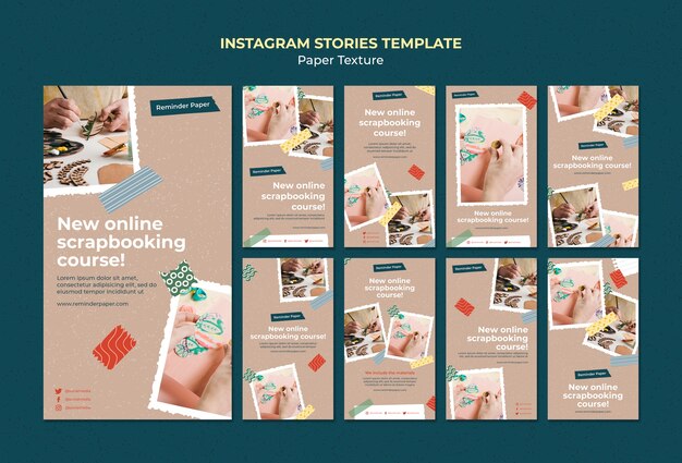 Modèle de conception de la texture du papier instagram storeis