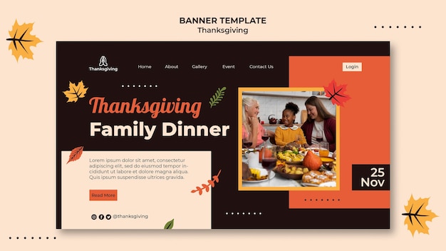 PSD gratuit modèle de conception de thanksgiving de bannière