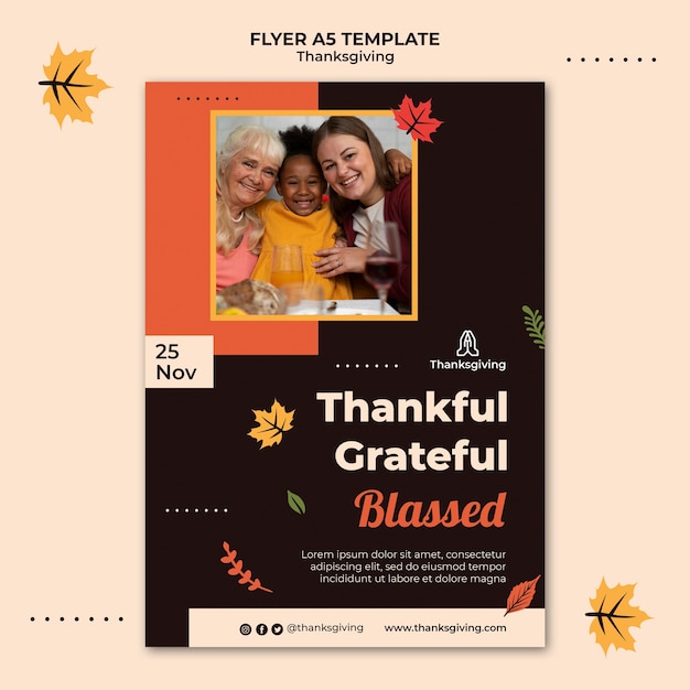 PSD gratuit modèle de conception de thanksgiving de flyer