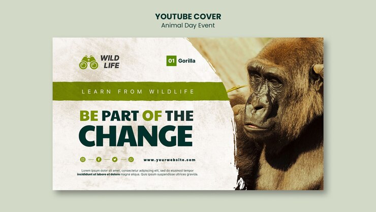 PSD gratuit modèle de conception de vignettes youtube pour la journée des animaux