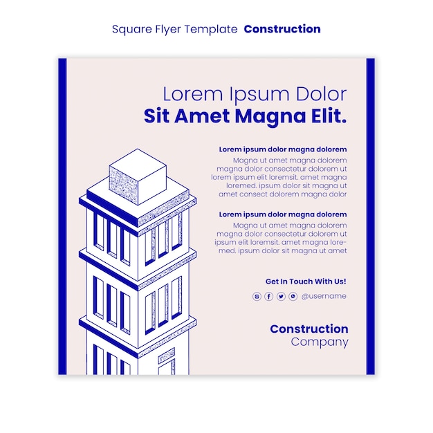 PSD gratuit modèle de construction design plat