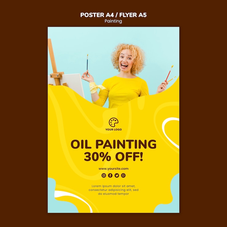 PSD gratuit modèle de cours de peinture à l'huile