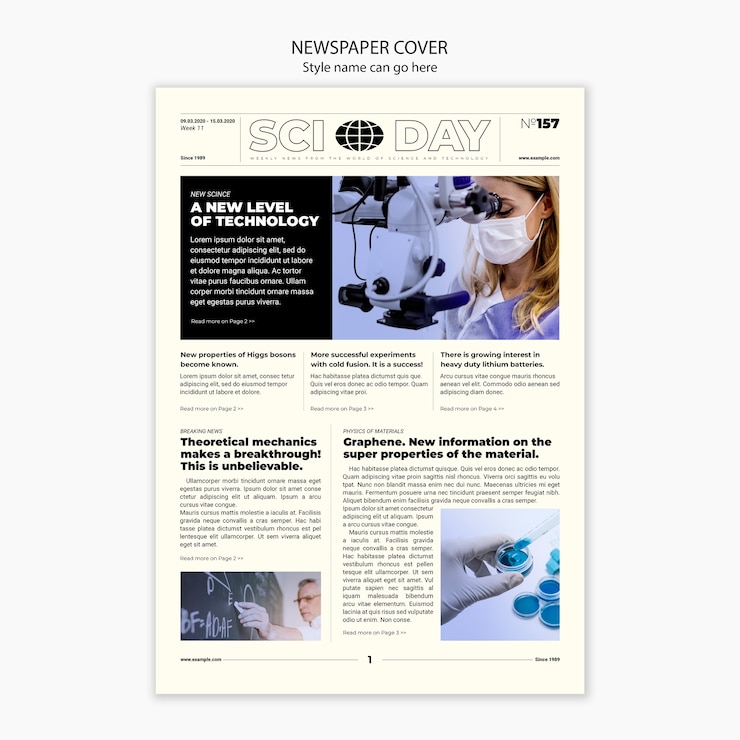 PSD gratuit modèle de couverture d'article scientifique de journal