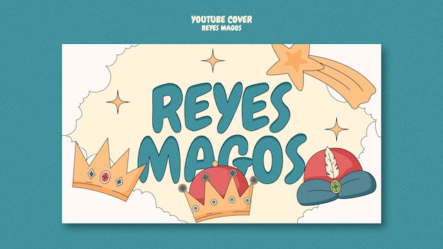 PSD gratuit le modèle de couverture de la célébration de reyes magos sur youtube