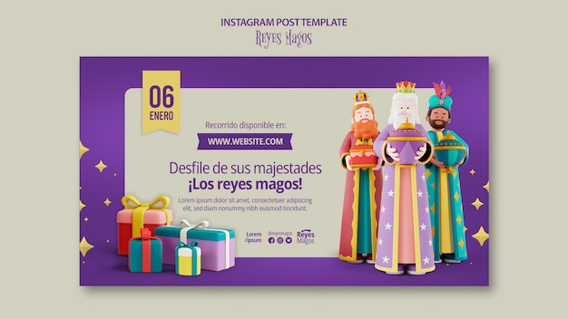 PSD gratuit le modèle de couverture de la célébration de reyes magos sur youtube