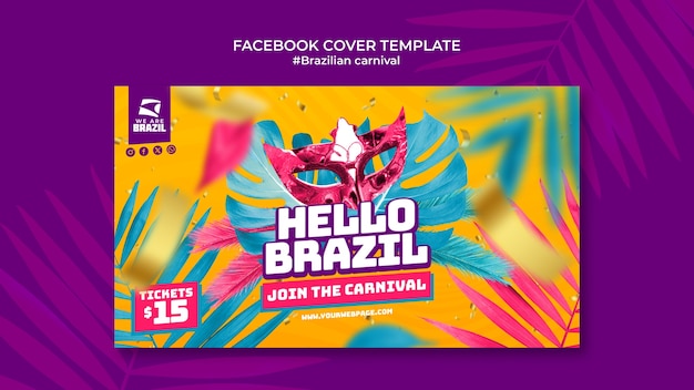 PSD gratuit modèle de couverture du carnaval brésilien sur facebook