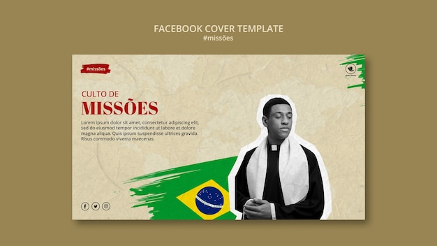 PSD gratuit modèle de couverture du service de mission sur facebook