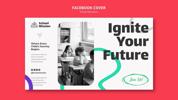 PSD gratuit modèle de couverture facebook d'admission à l'école