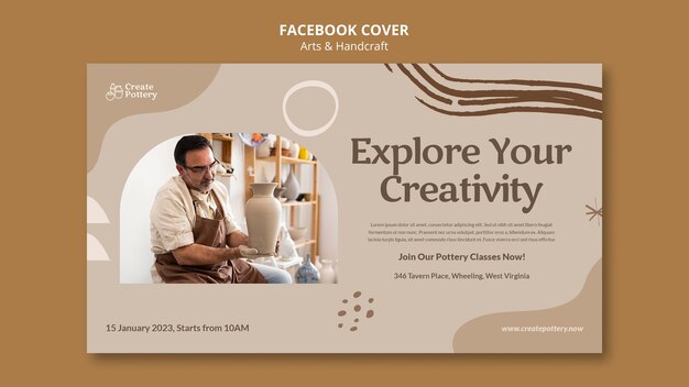 Modèle de couverture facebook arts et artisanat
