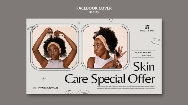 Modèle De Couverture Facebook De Concept De Beauté Dessiné à La Main