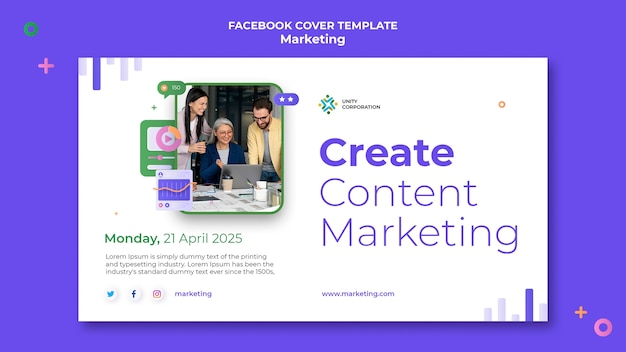 PSD gratuit modèle de couverture facebook de concept de marketing créatif