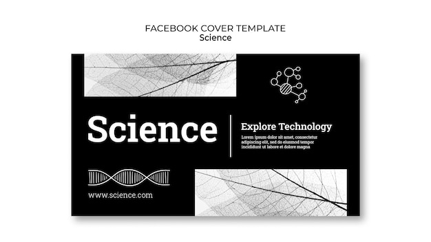PSD gratuit modèle de couverture facebook de concept scientifique dessiné à la main